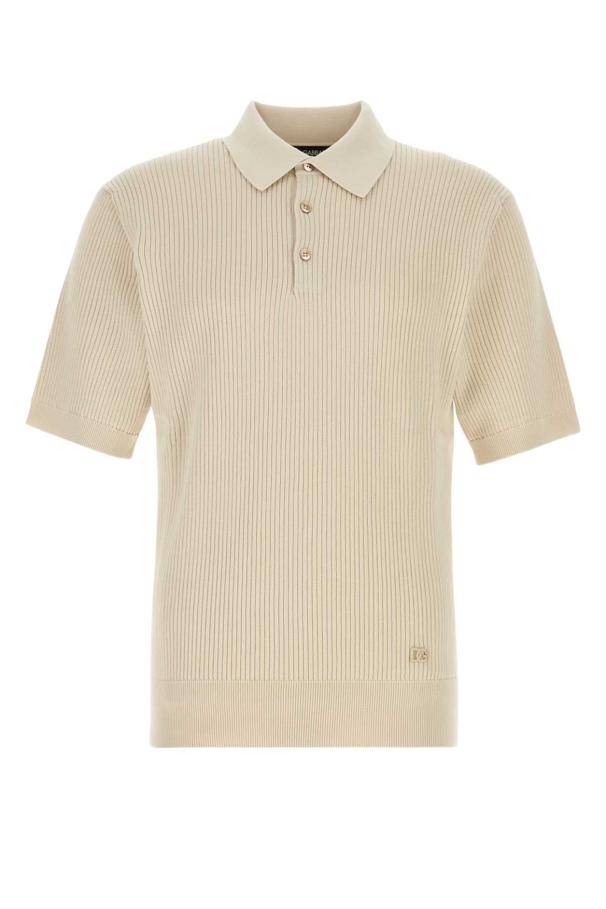 Dolce & Gabbana Men Sand Cotton Polo Shirt DOLCE & GABBANA