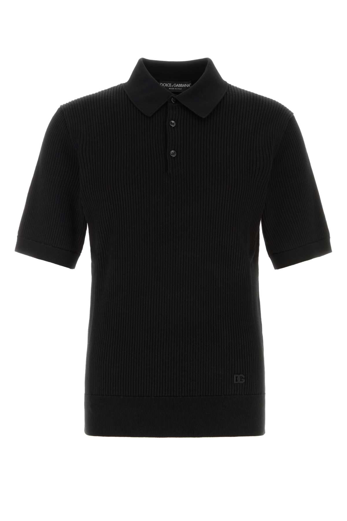 Dolce & Gabbana Men Black Cotton Polo Shirt DOLCE & GABBANA