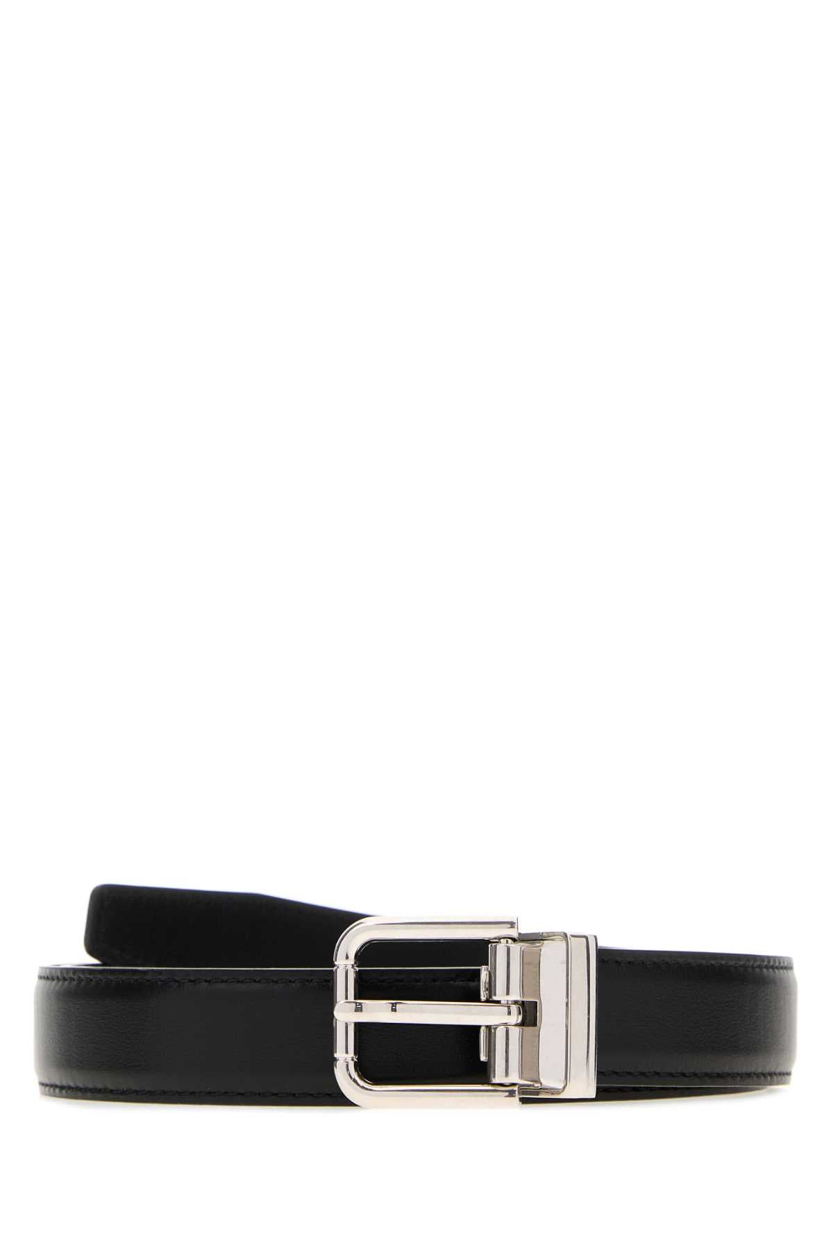 Dolce & Gabbana Men Black Leather Belt DOLCE & GABBANA