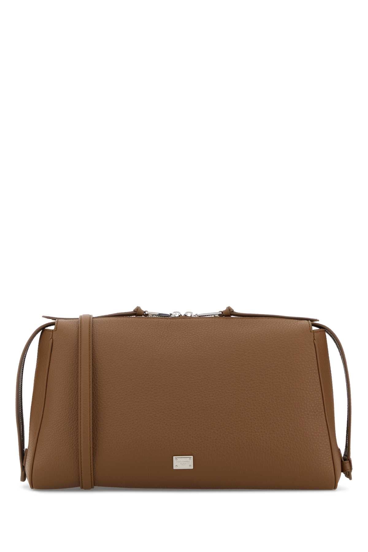 Dolce & Gabbana Men Camel Leather Vittoria Handbag DOLCE & GABBANA