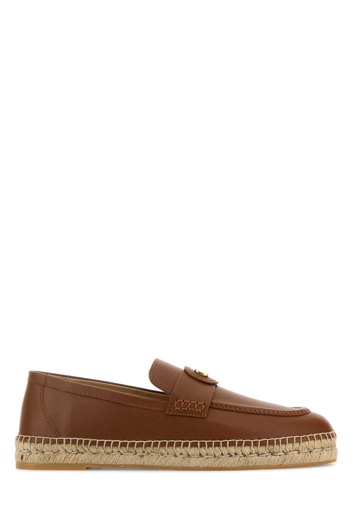 Valentino Garavani Men Caramel Leather Vlogo Espadrilles VALENTINO GARAVANI