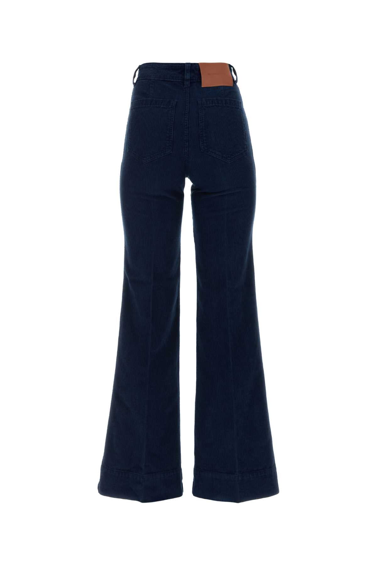 Victoria Beckham Women Blue Corduroy Flared Pant VICTORIA BECKHAM