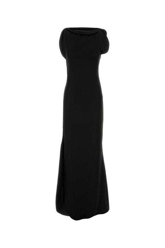 Victoria Beckham Women Black Satin Long Dress VICTORIA BECKHAM
