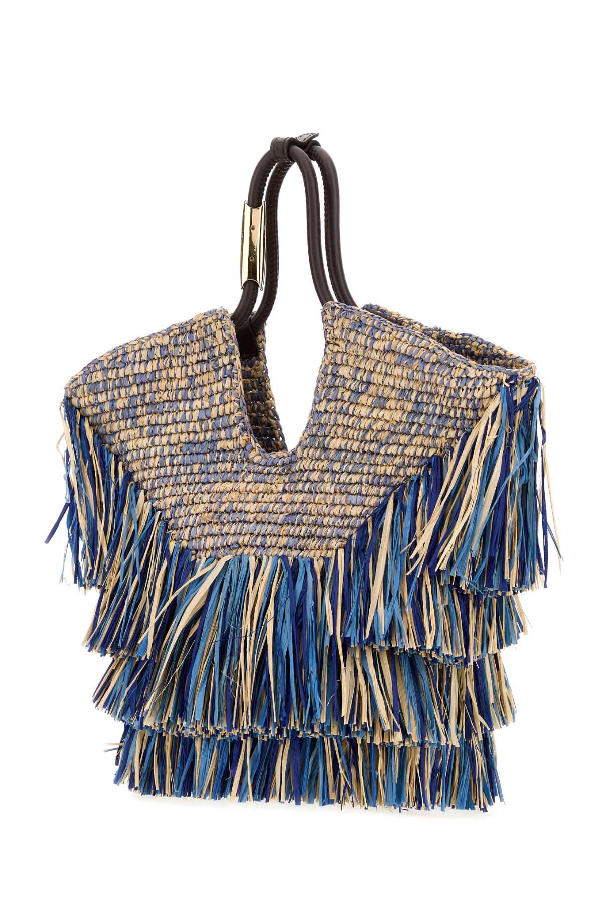Zimmermann Women Blue Raffia Small Goldentime Shopping Bag ZIMMERMANN