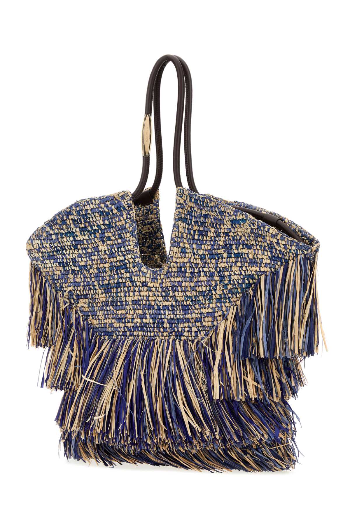 Zimmermann Women Blue Raffia Medium Goldentime Shopping Bag ZIMMERMANN