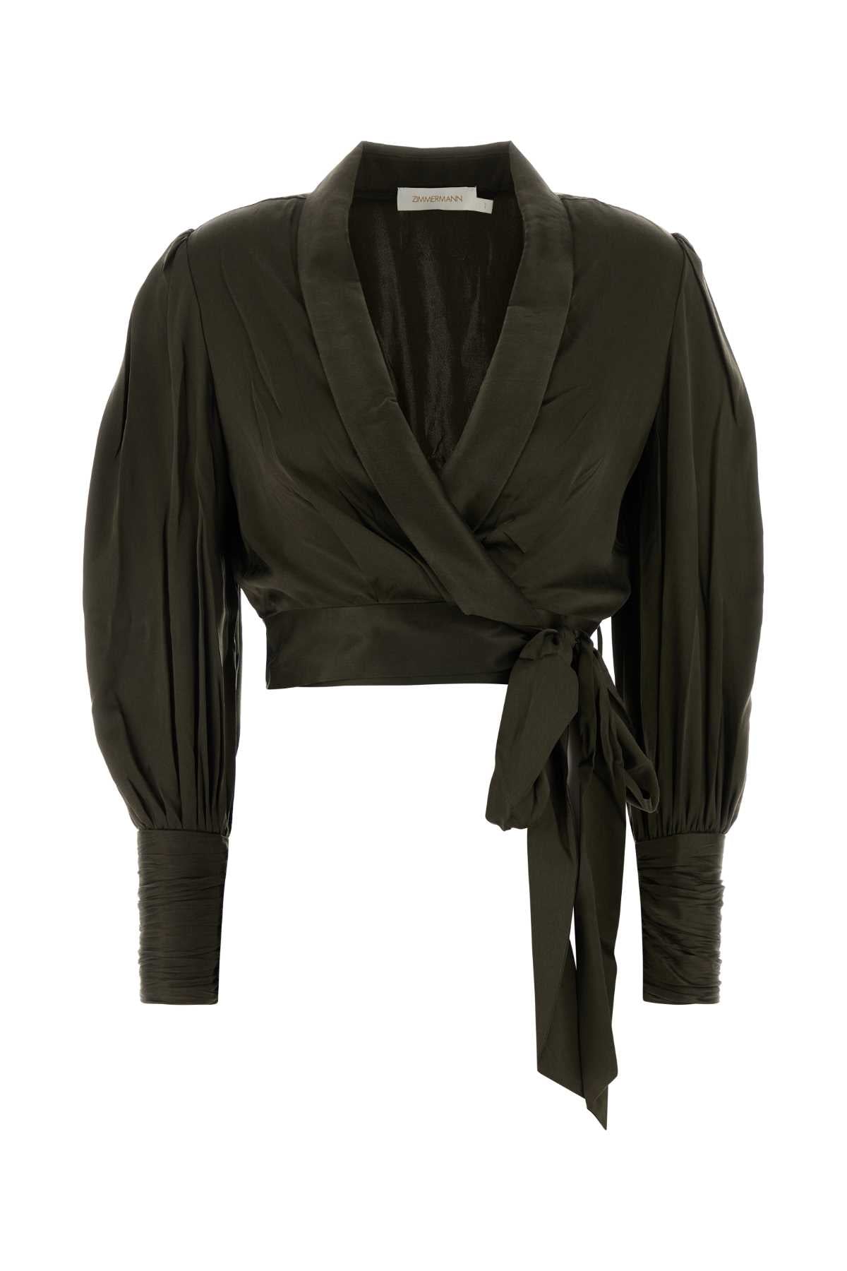 Zimmermann Women Olive Green Silk Blouse ZIMMERMANN