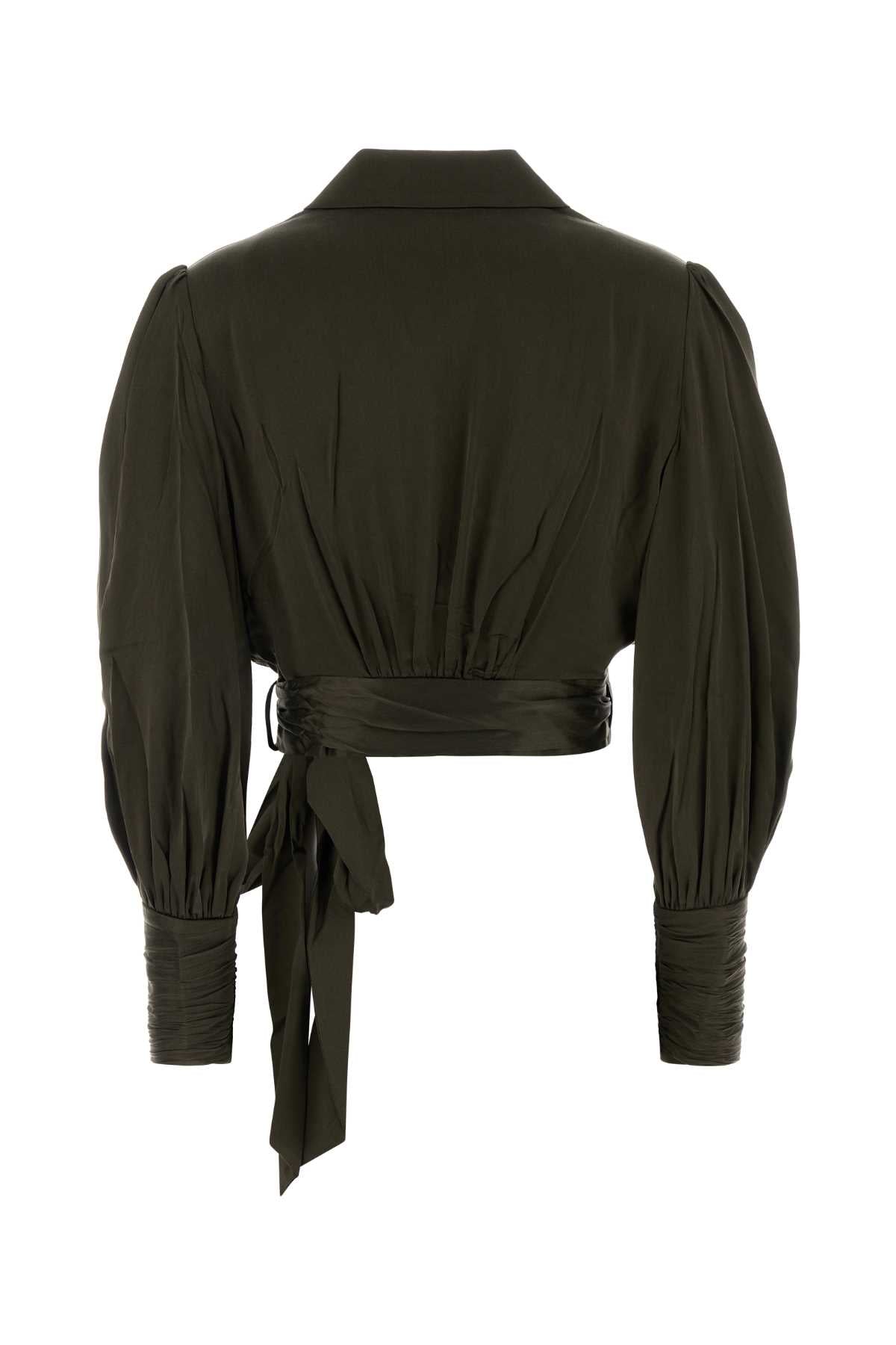 Zimmermann Women Olive Green Silk Blouse ZIMMERMANN