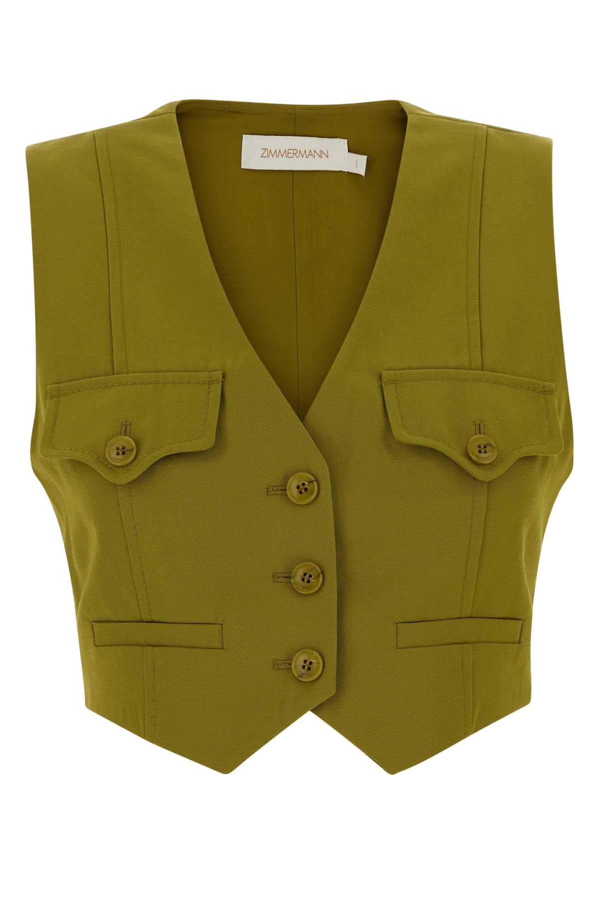 Zimmermann Women Pistachio Green Twill Luna Vest ZIMMERMANN