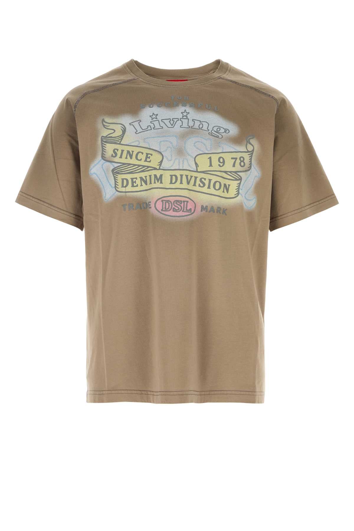 Diesel Men Cappuccino Cotton T-Forb T-Shirt DIESEL