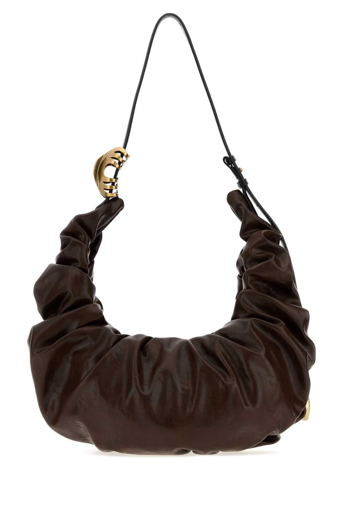 Diesel Women Brown Synthetic Leather Grab-D Shoulder Bag DIESEL