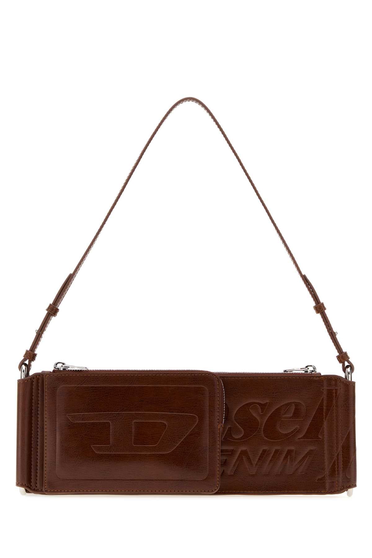 Diesel Women Brown Synthetic Leather Flag-D Shoulder Bag DIESEL