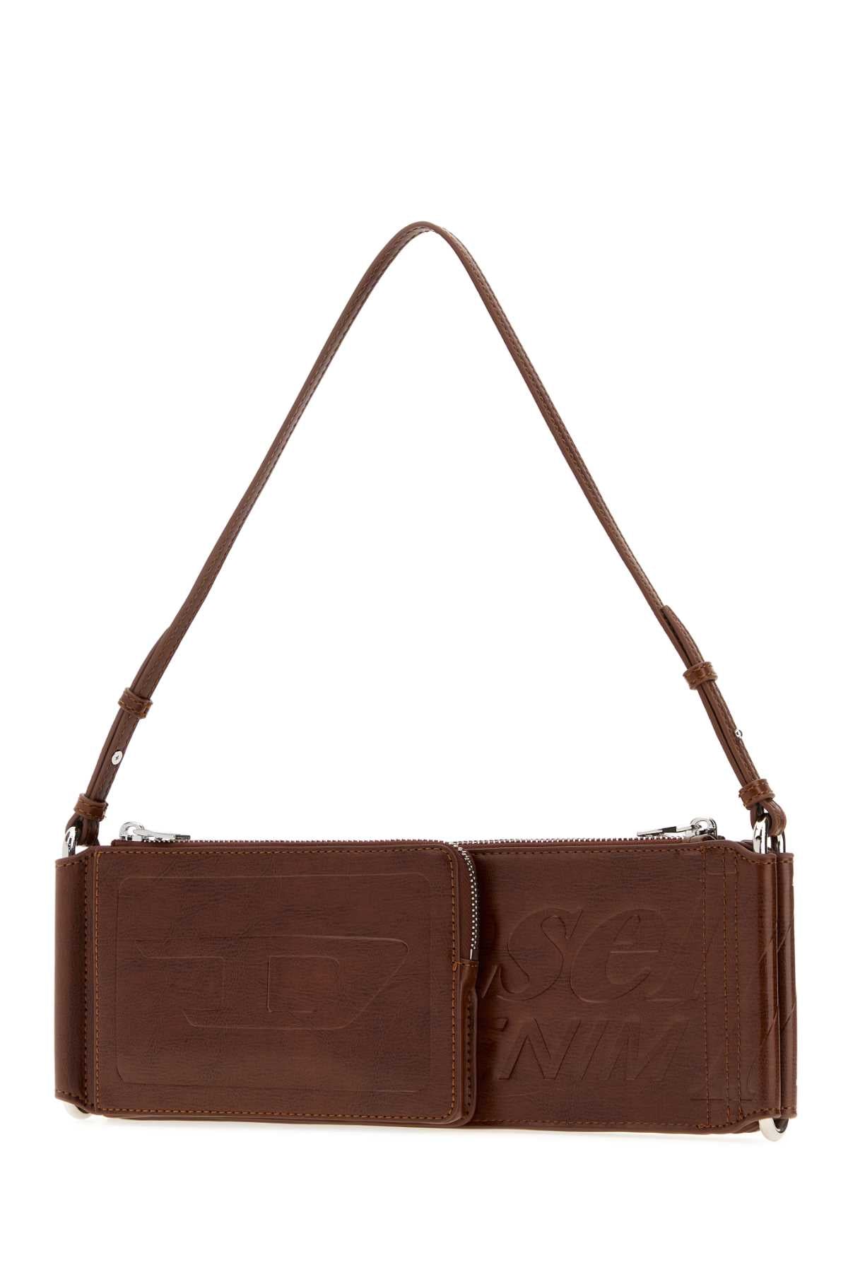 Diesel Women Brown Synthetic Leather Flag-D Shoulder Bag DIESEL
