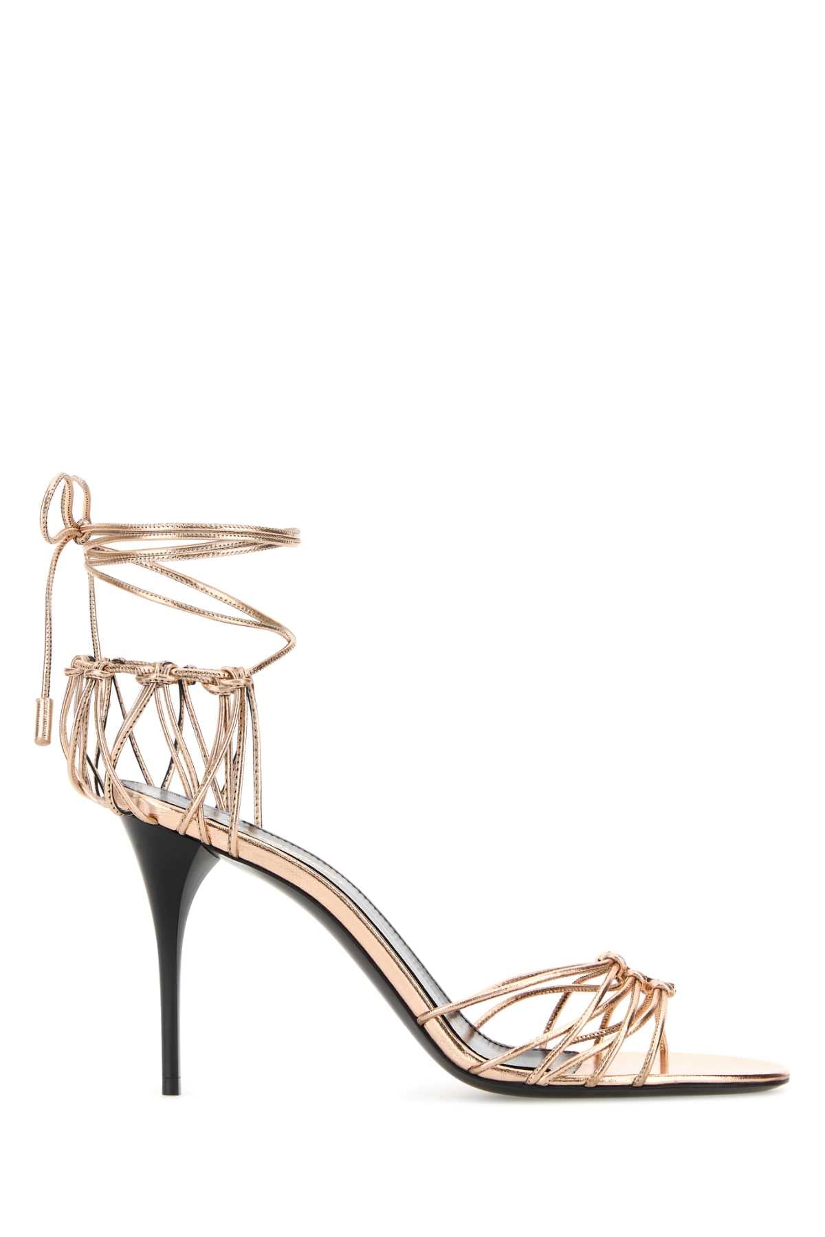 Saint Laurent Women Pink Leather Babylone Sandals SAINT LAURENT