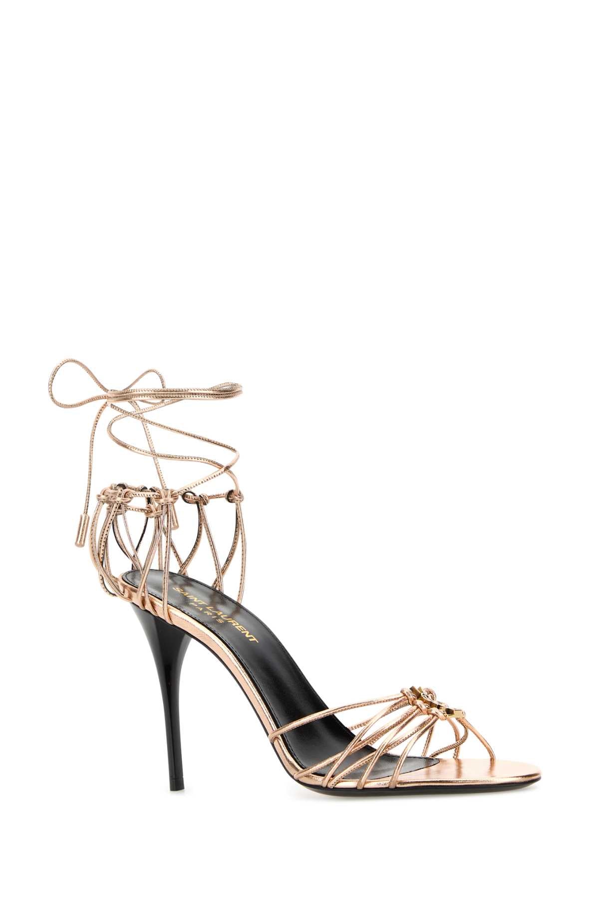Saint Laurent Women Pink Leather Babylone Sandals SAINT LAURENT