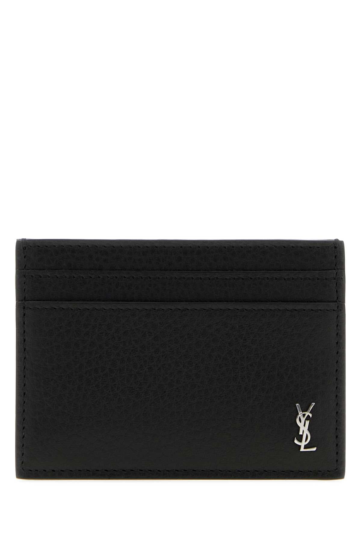Saint Laurent Men Black Leather Tiny Card Holder SAINT LAURENT