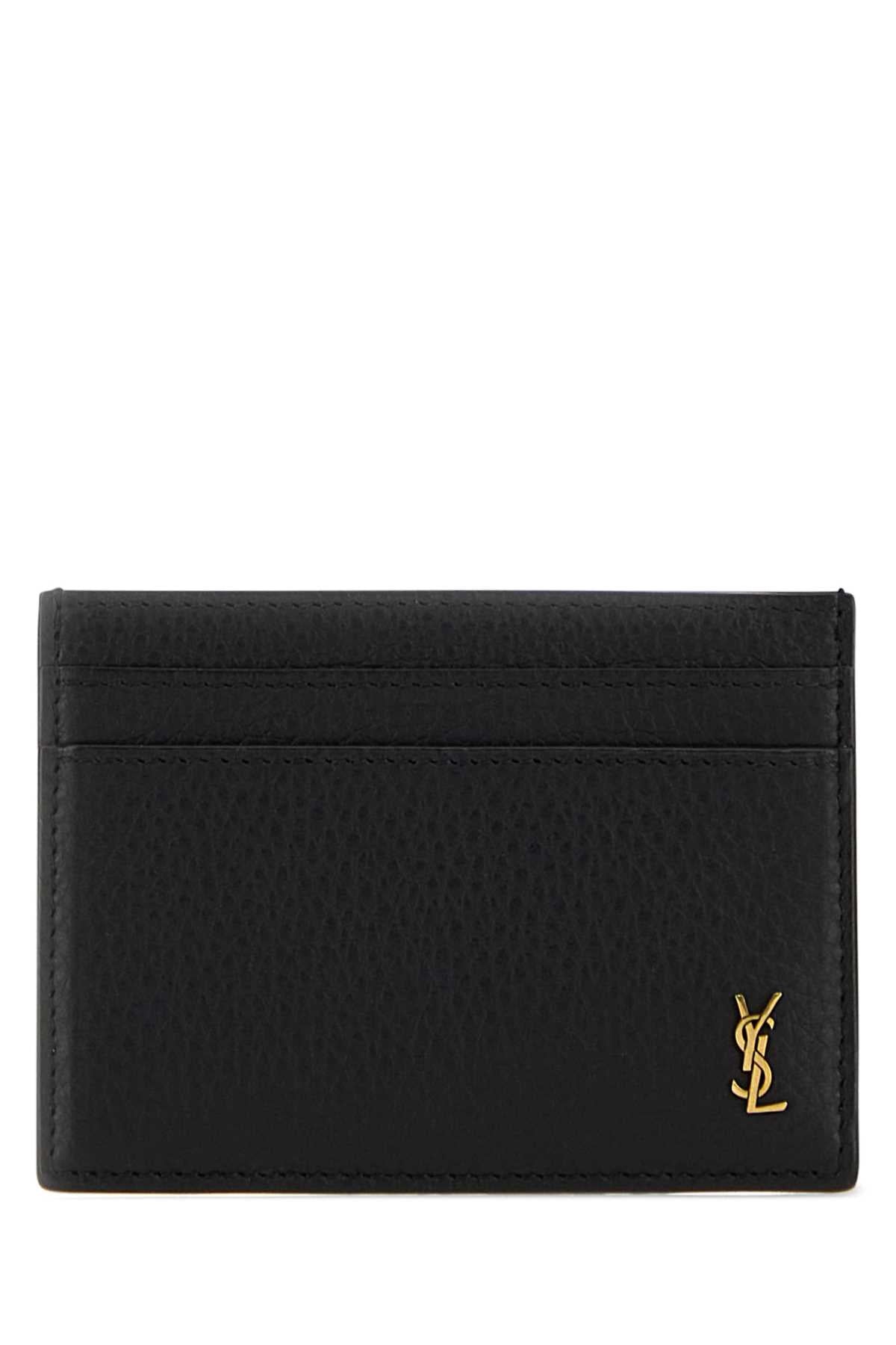 Saint Laurent Men Black Leather Card Holder SAINT LAURENT