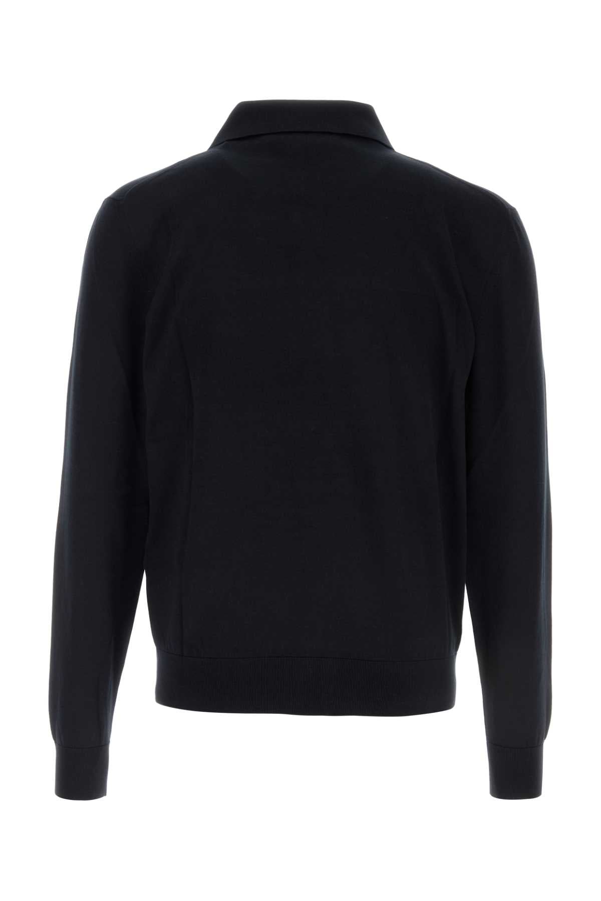 Saint Laurent Men Midnight Blue Silk Blend Polo Shirt SAINT LAURENT