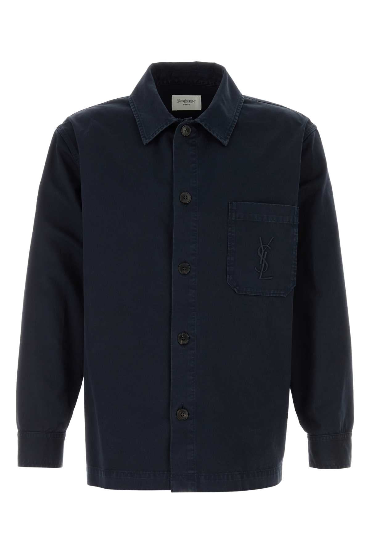Saint Laurent Men Dark Blue Cotton Shirt SAINT LAURENT