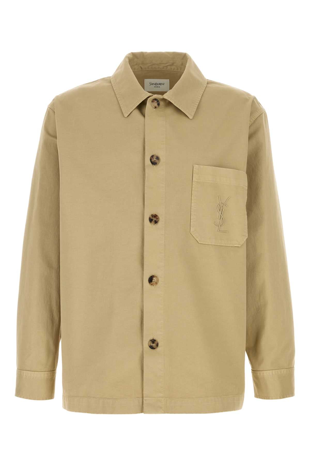 Saint Laurent Men Beige Cotton Shirt SAINT LAURENT