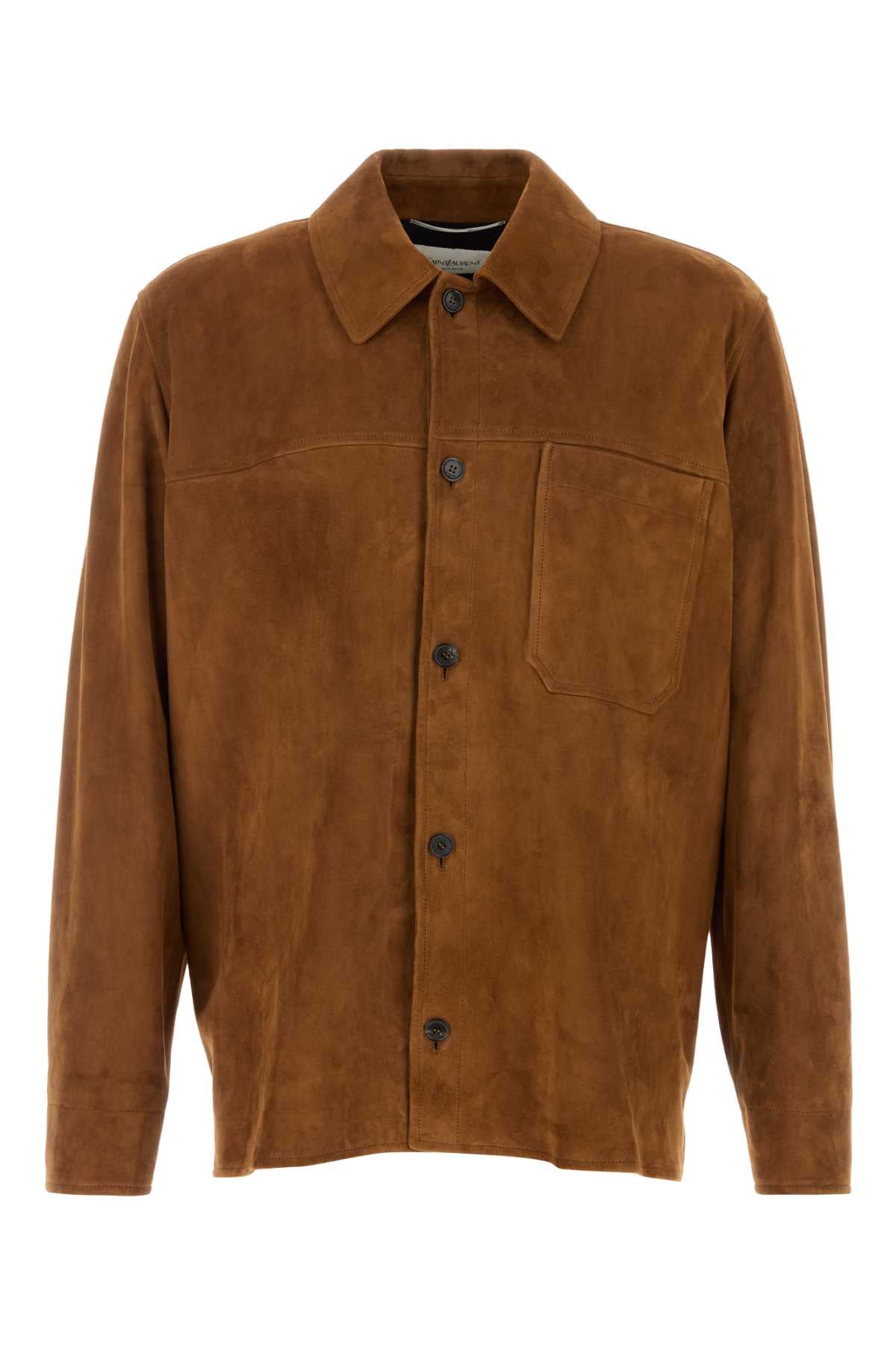 Saint Laurent Men Caramel Suede Jacket SAINT LAURENT
