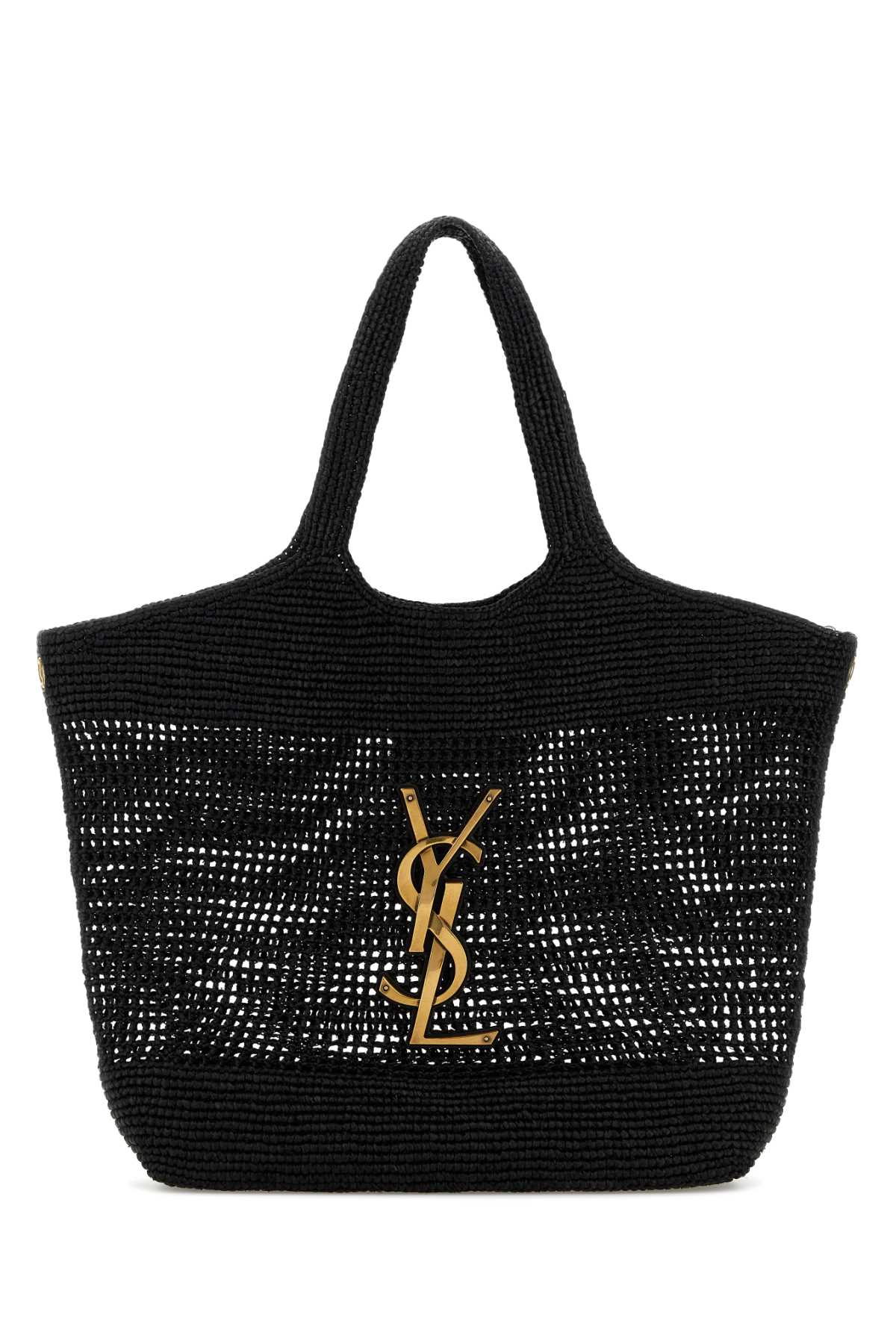 Saint Laurent Women Black Raffia Icare Shopping Bag