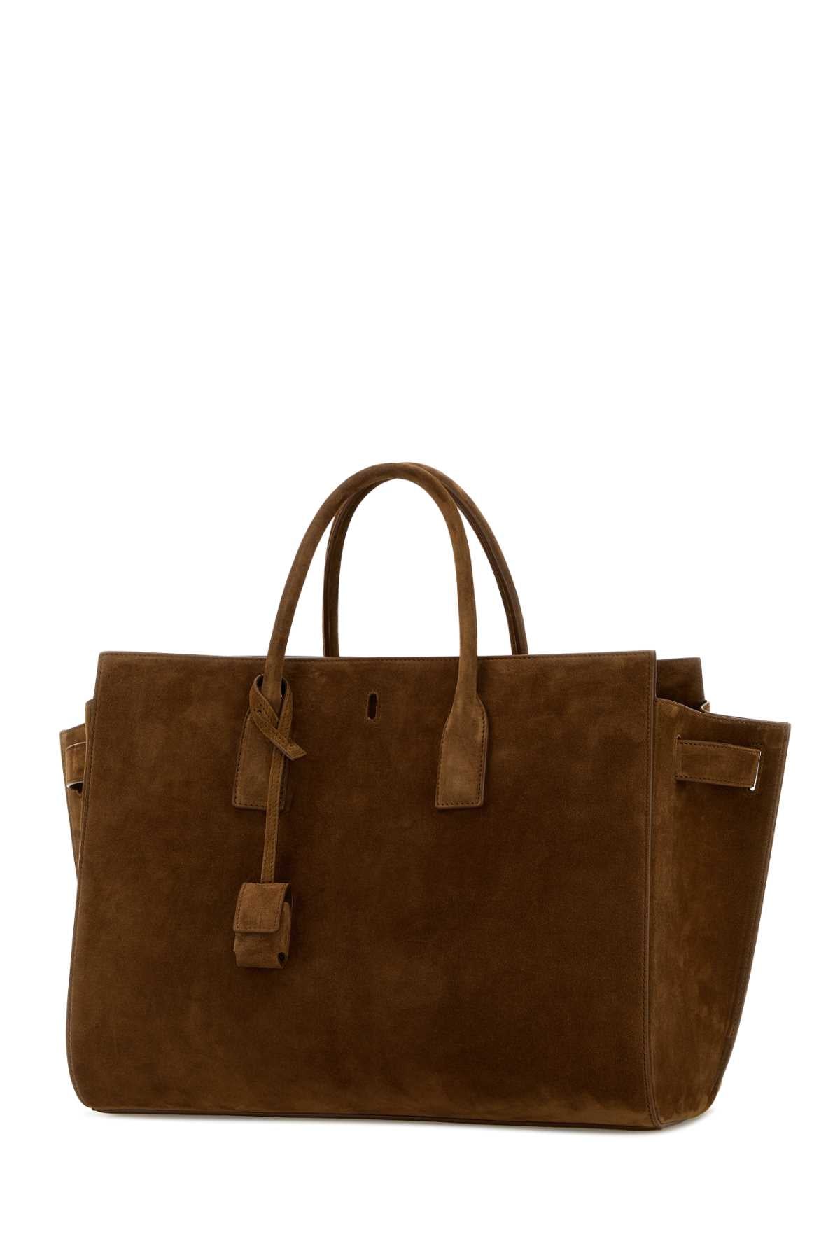 Saint Laurent Women Camel Suede Sac De Jour Shopping Bag SAINT LAURENT