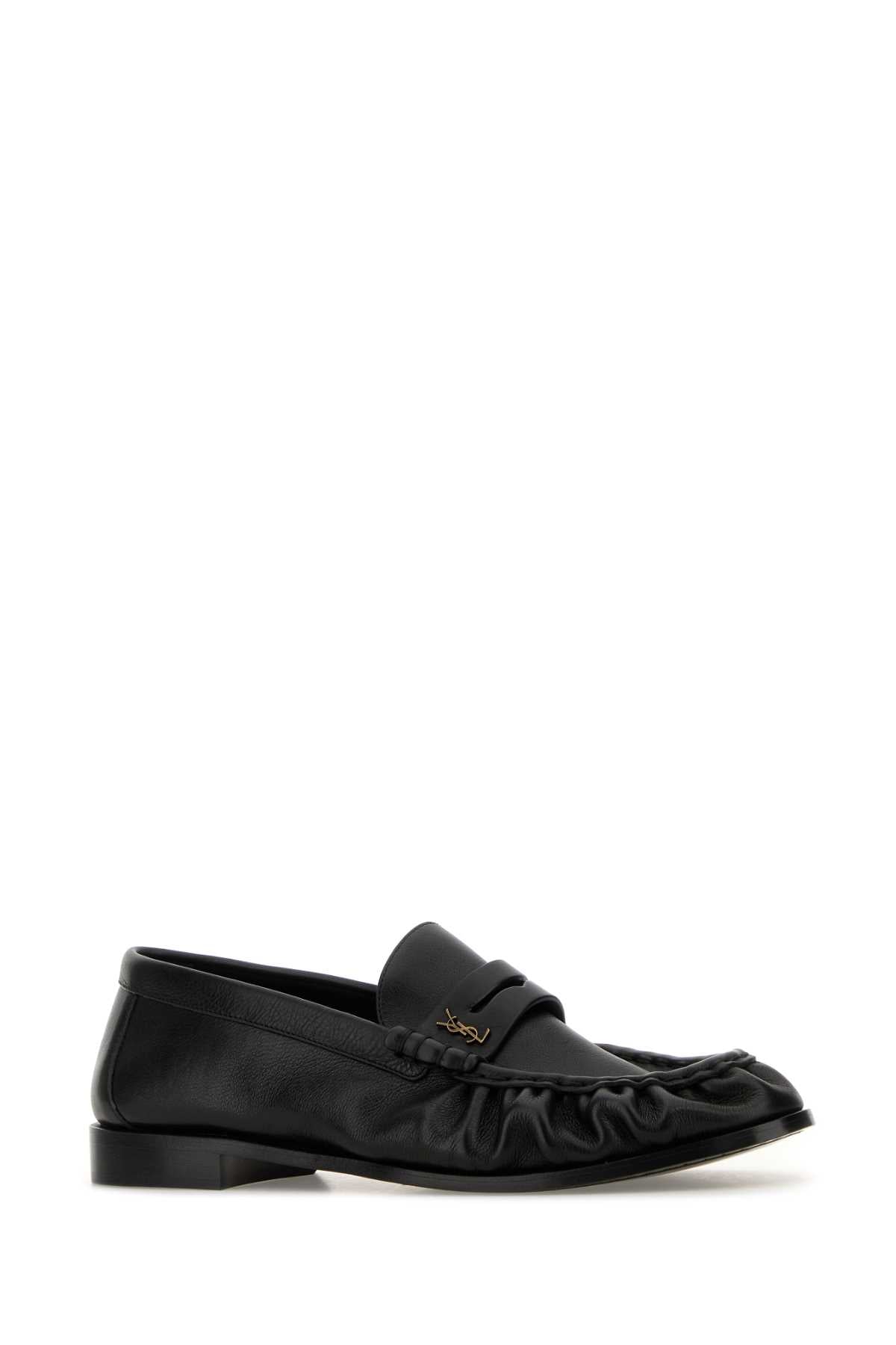 Saint Laurent Men Black Leather Loafers SAINT LAURENT