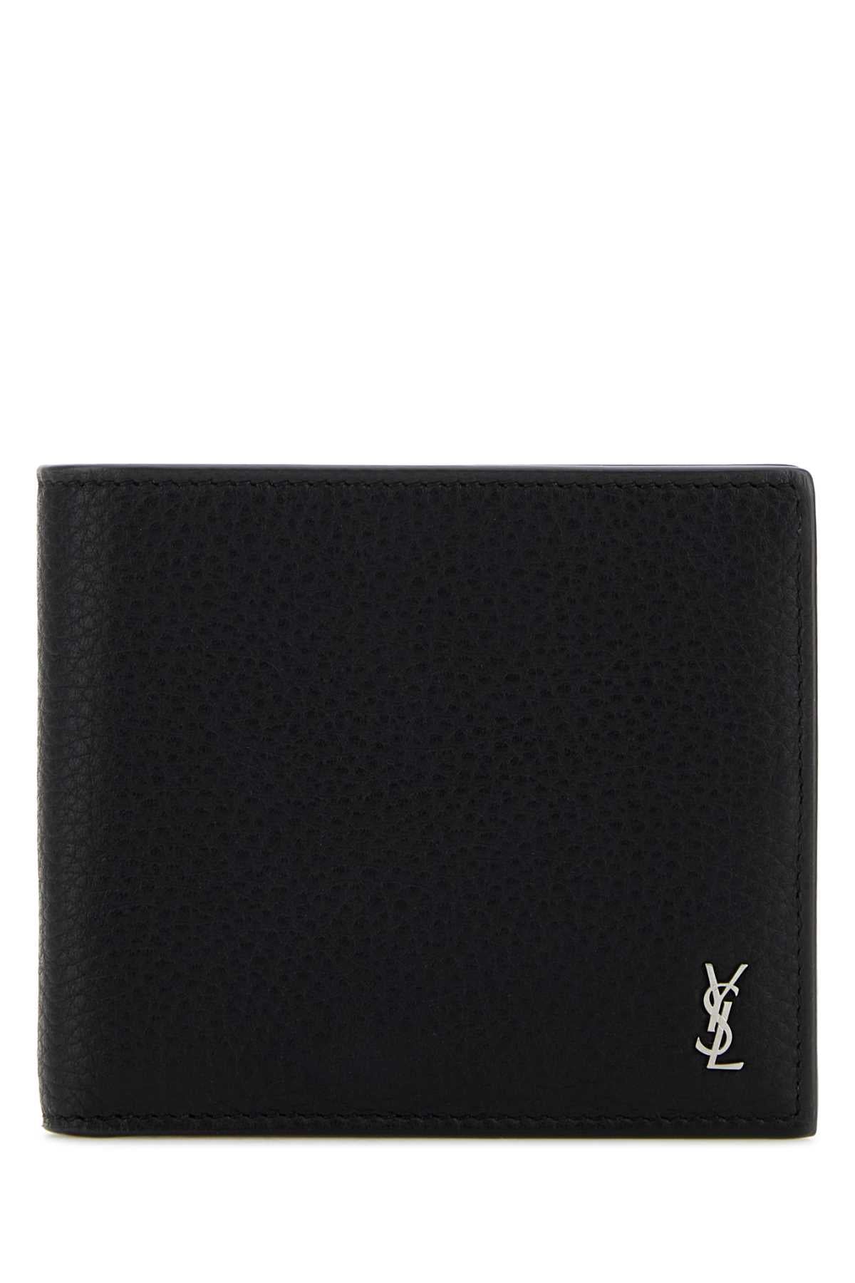Saint Laurent Men Black Leather Wallet