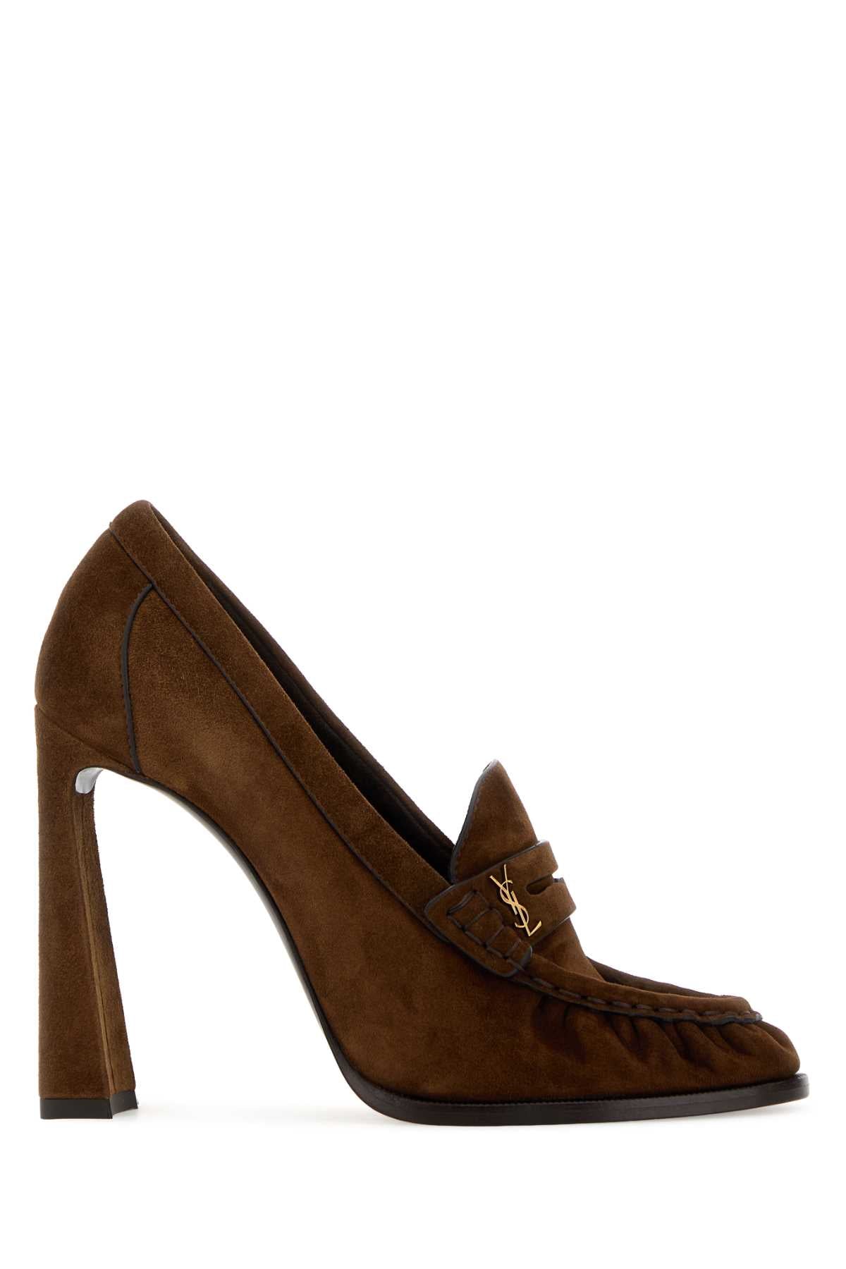 Saint Laurent Women Brown Suede Le Loafers Pumps SAINT LAURENT