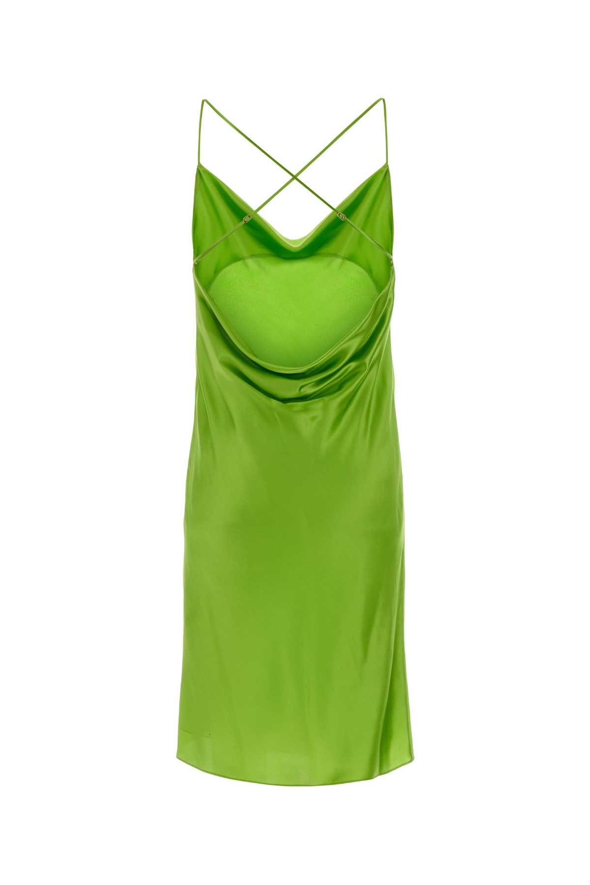 Saint Laurent Women Green Satin Mini Dress SAINT LAURENT