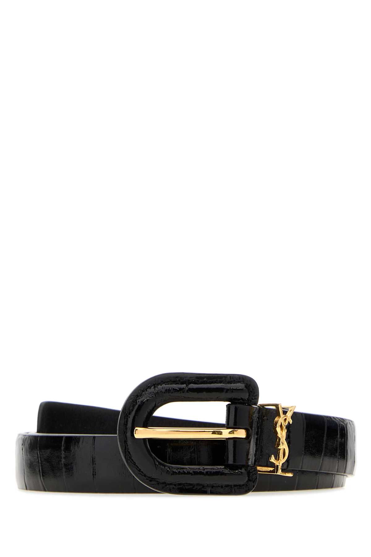 Saint Laurent Women Black Leather Belt SAINT LAURENT
