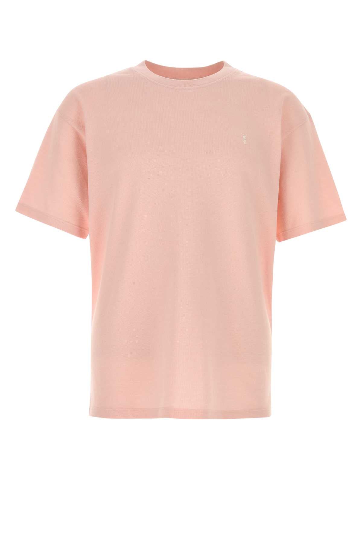 Saint Laurent Men Pink Piquet T-Shirt SAINT LAURENT