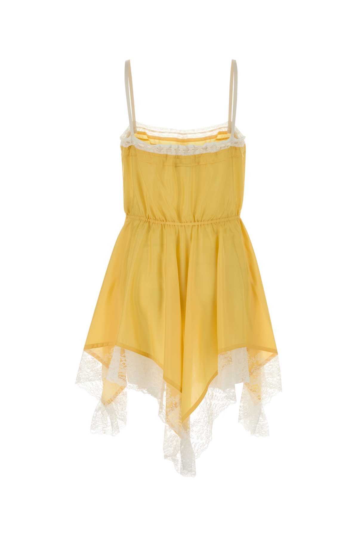 Saint Laurent Women Yellow Silk Mini Dress SAINT LAURENT