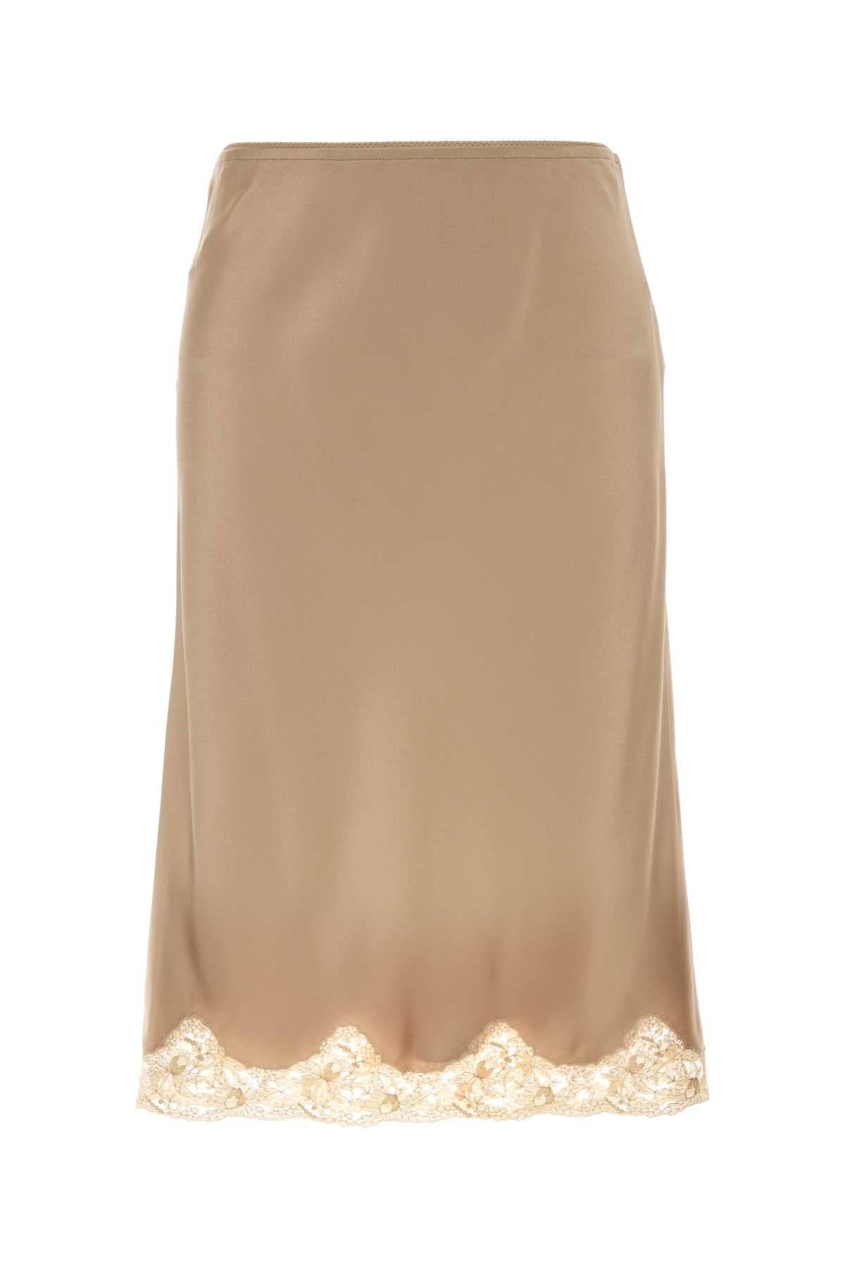 Saint Laurent Women Beige Satin Skirt SAINT LAURENT