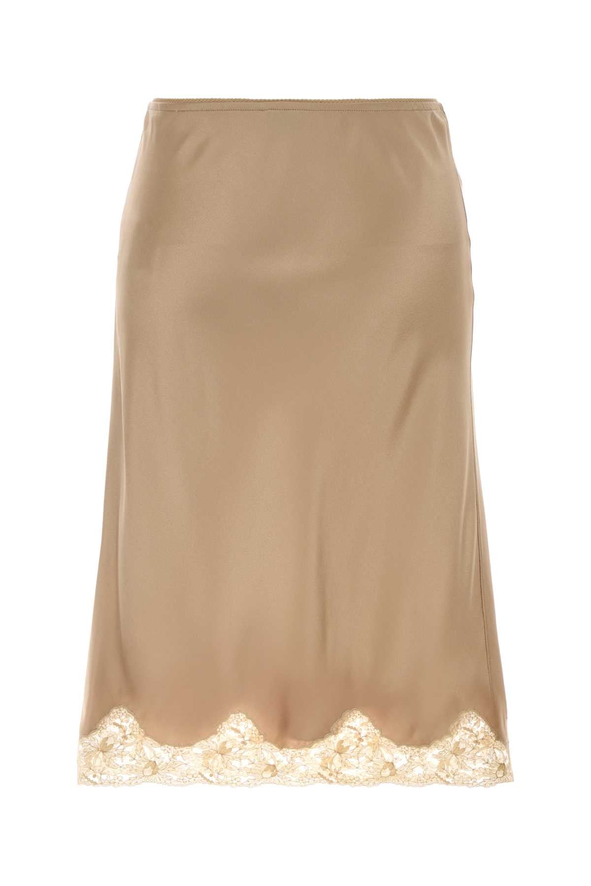 Saint Laurent Women Beige Satin Skirt SAINT LAURENT
