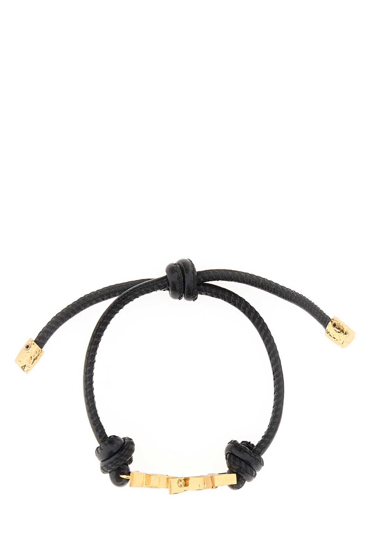 Saint Laurent Women Black Leather Cassandre Bracelet SAINT LAURENT