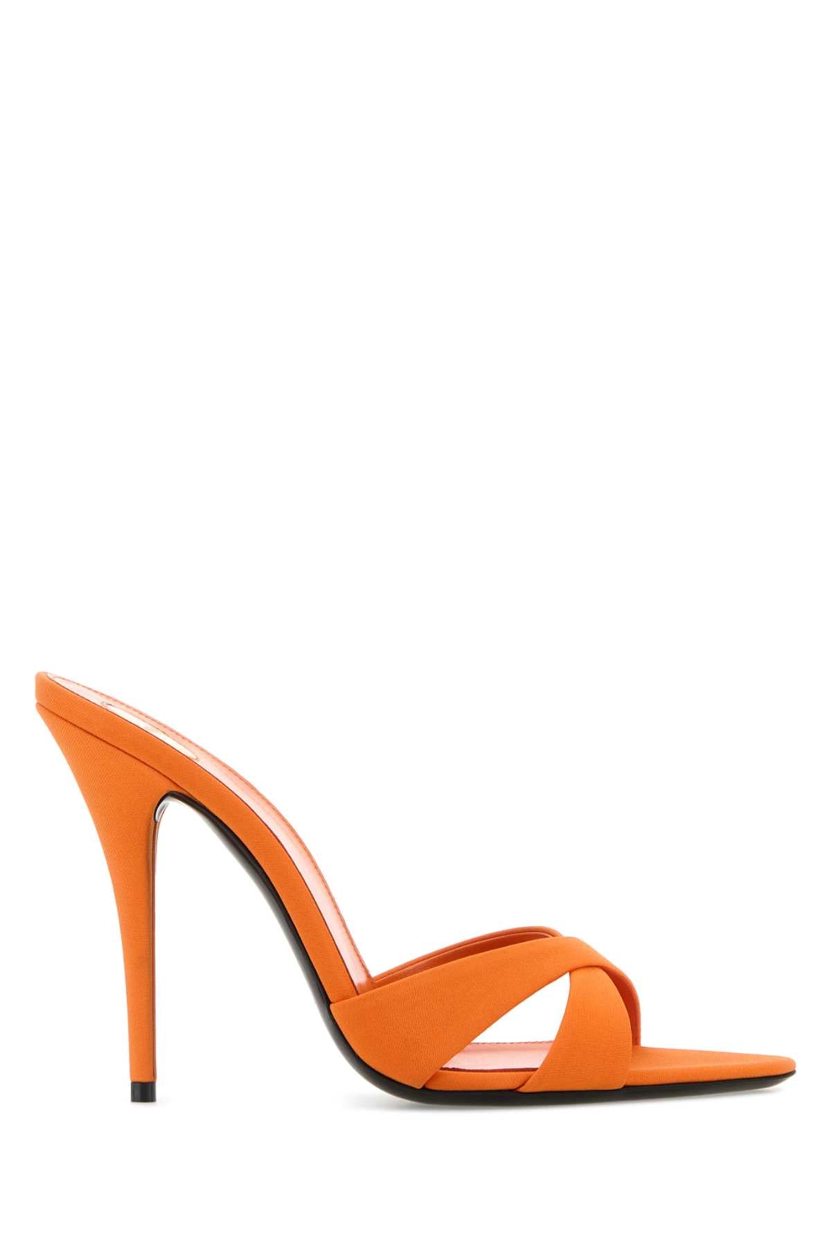 Saint Laurent Women Orange Fabric Mules SAINT LAURENT