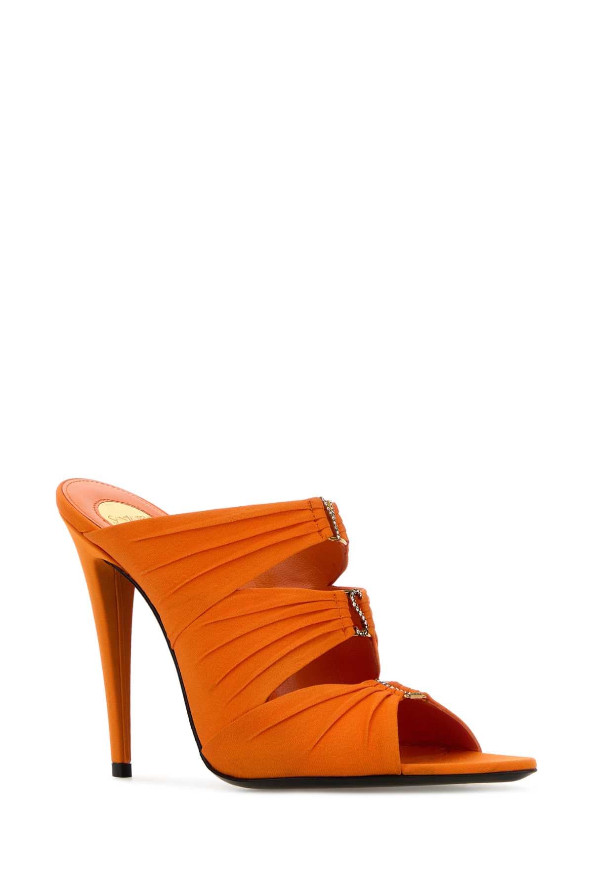 Saint Laurent Women Orange Fabric Emilie Mules SAINT LAURENT