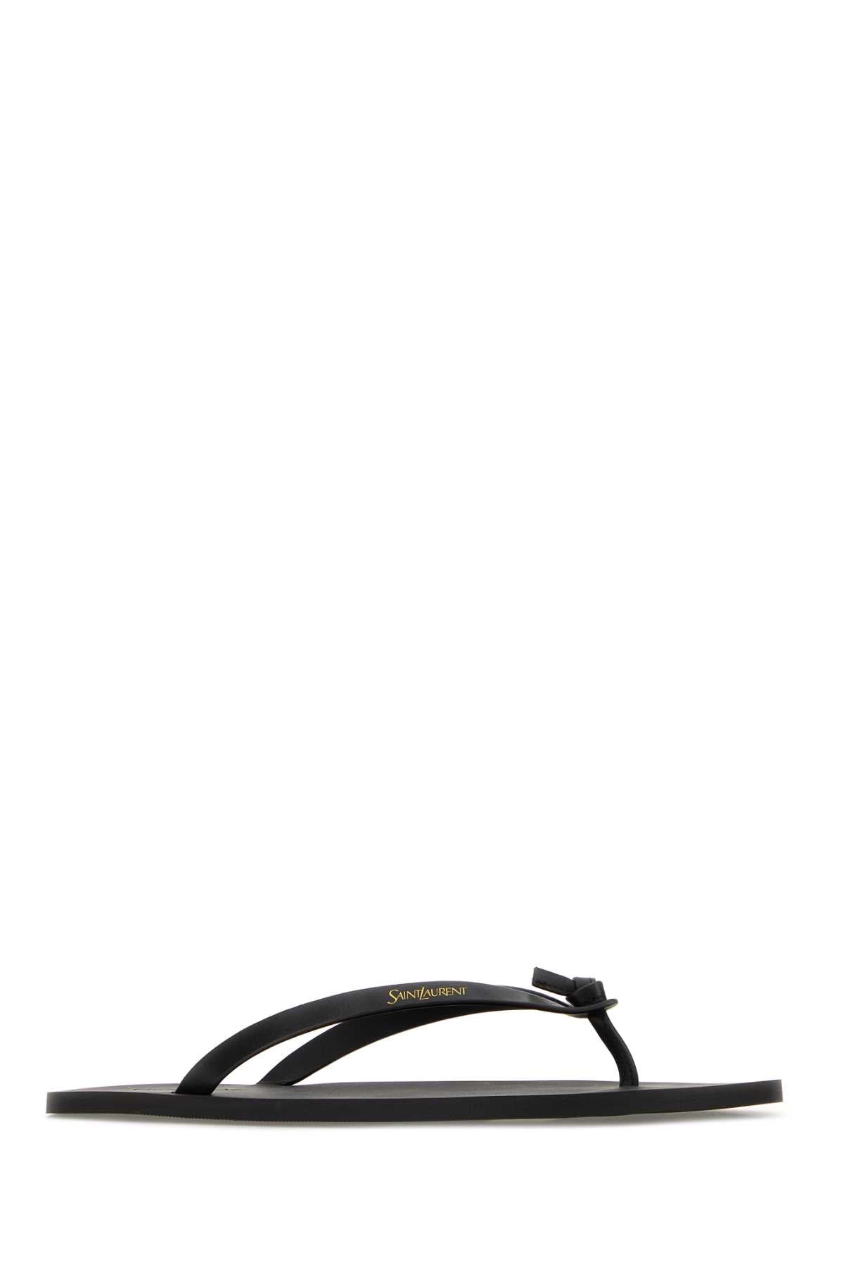 Saint Laurent Men Black Leather Thong Slippers SAINT LAURENT