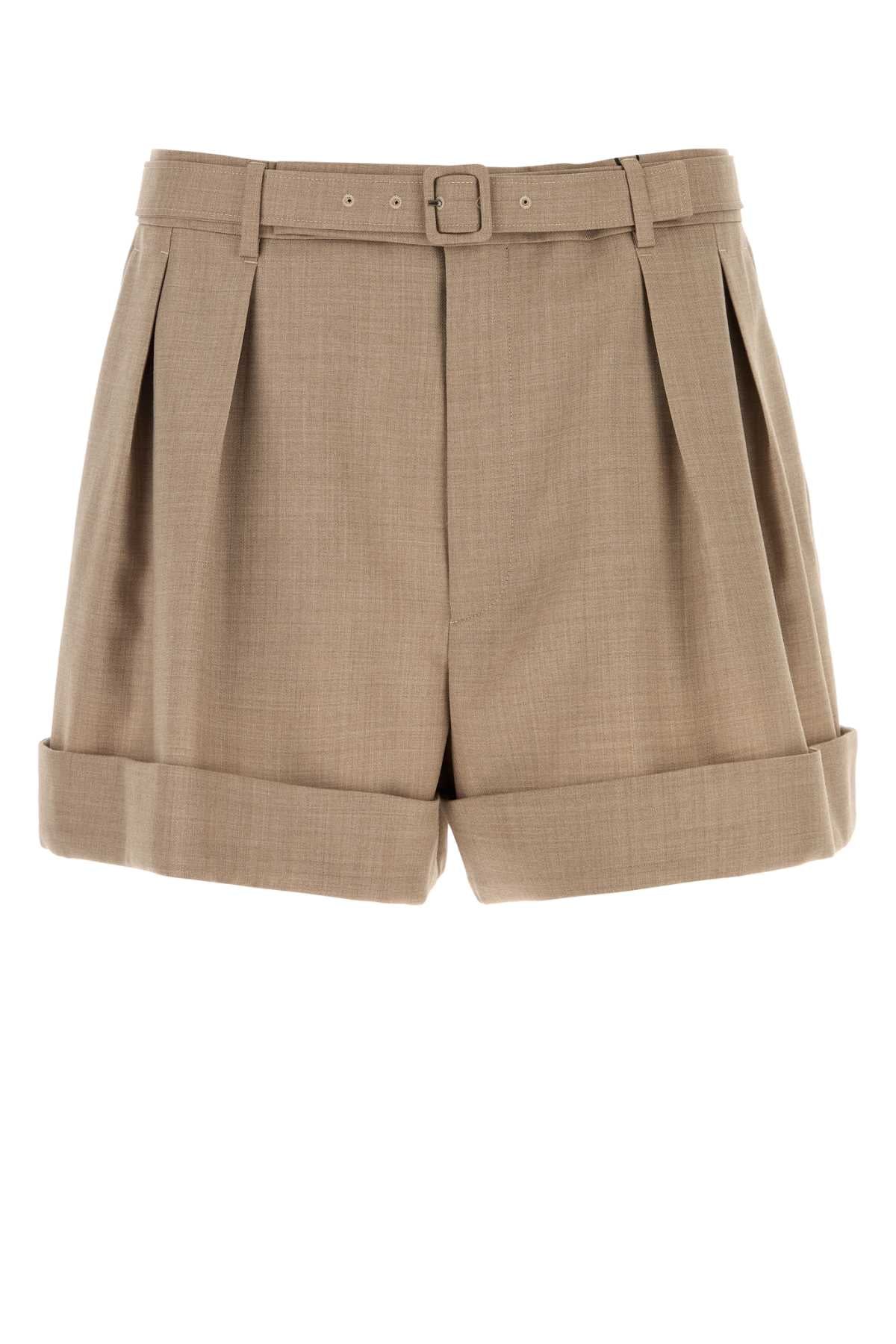 Saint Laurent Men Cappuccino Wool Bermuda Shorts SAINT LAURENT