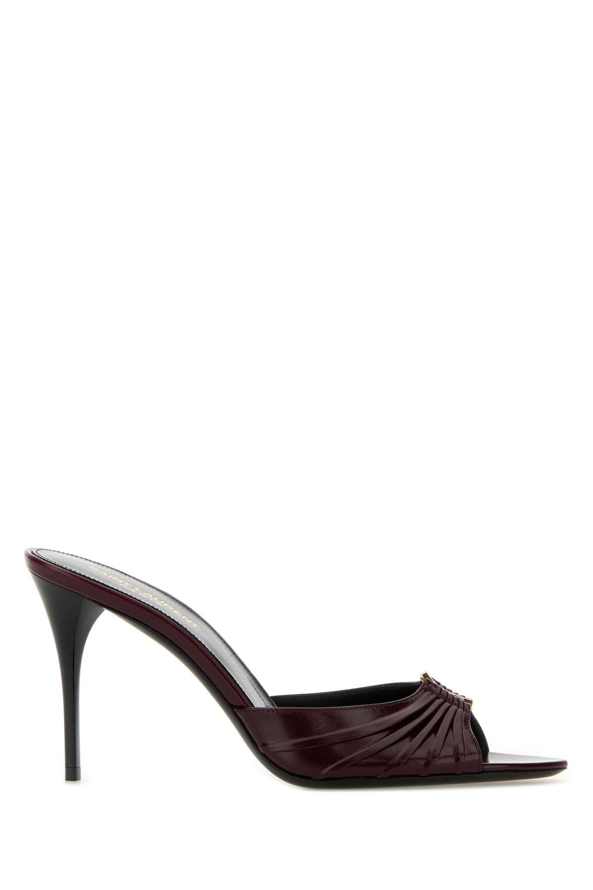 Saint Laurent Women Burgundy Leather Mules SAINT LAURENT