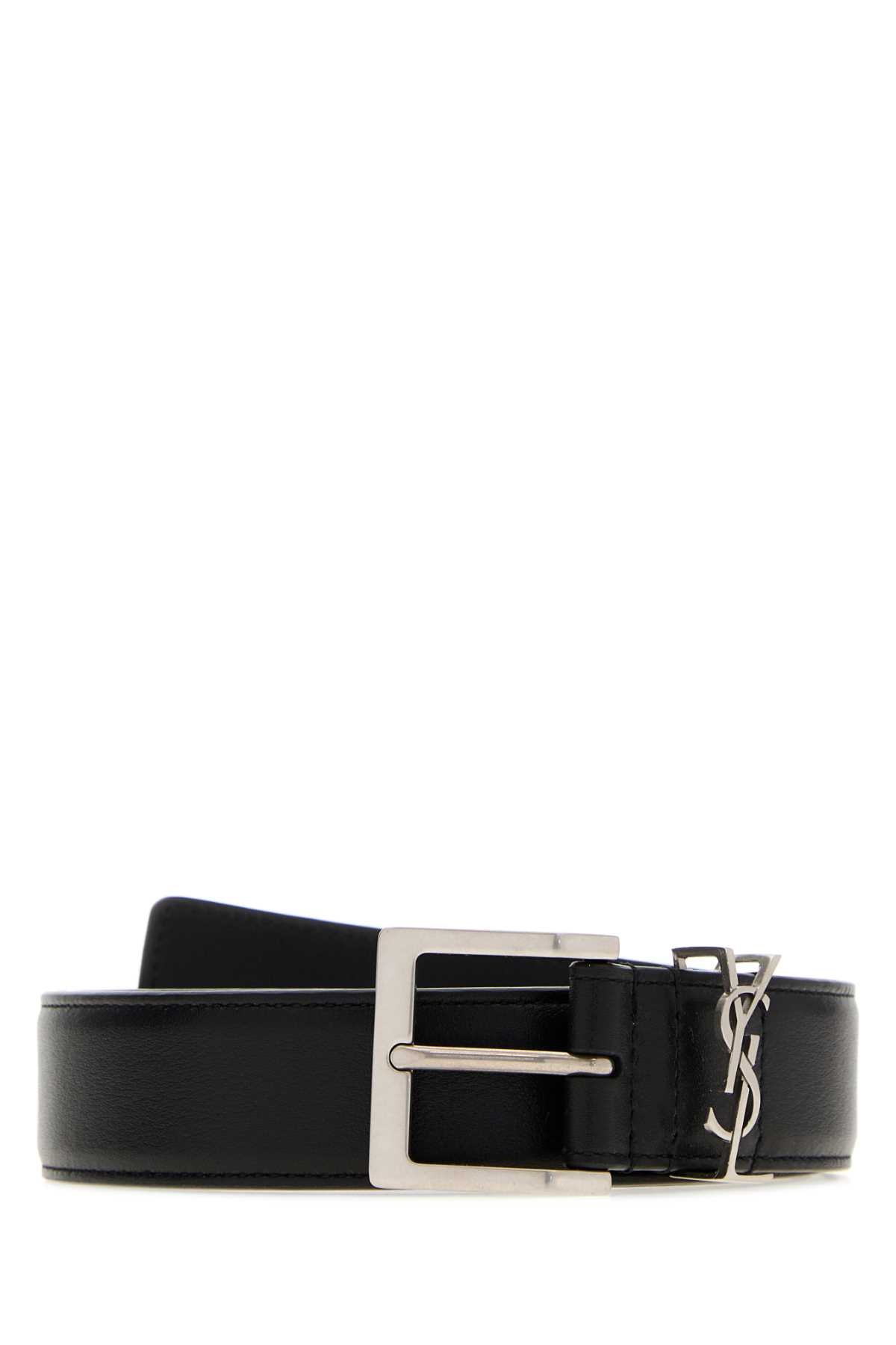 Saint Laurent Men Black Leather Belt SAINT LAURENT