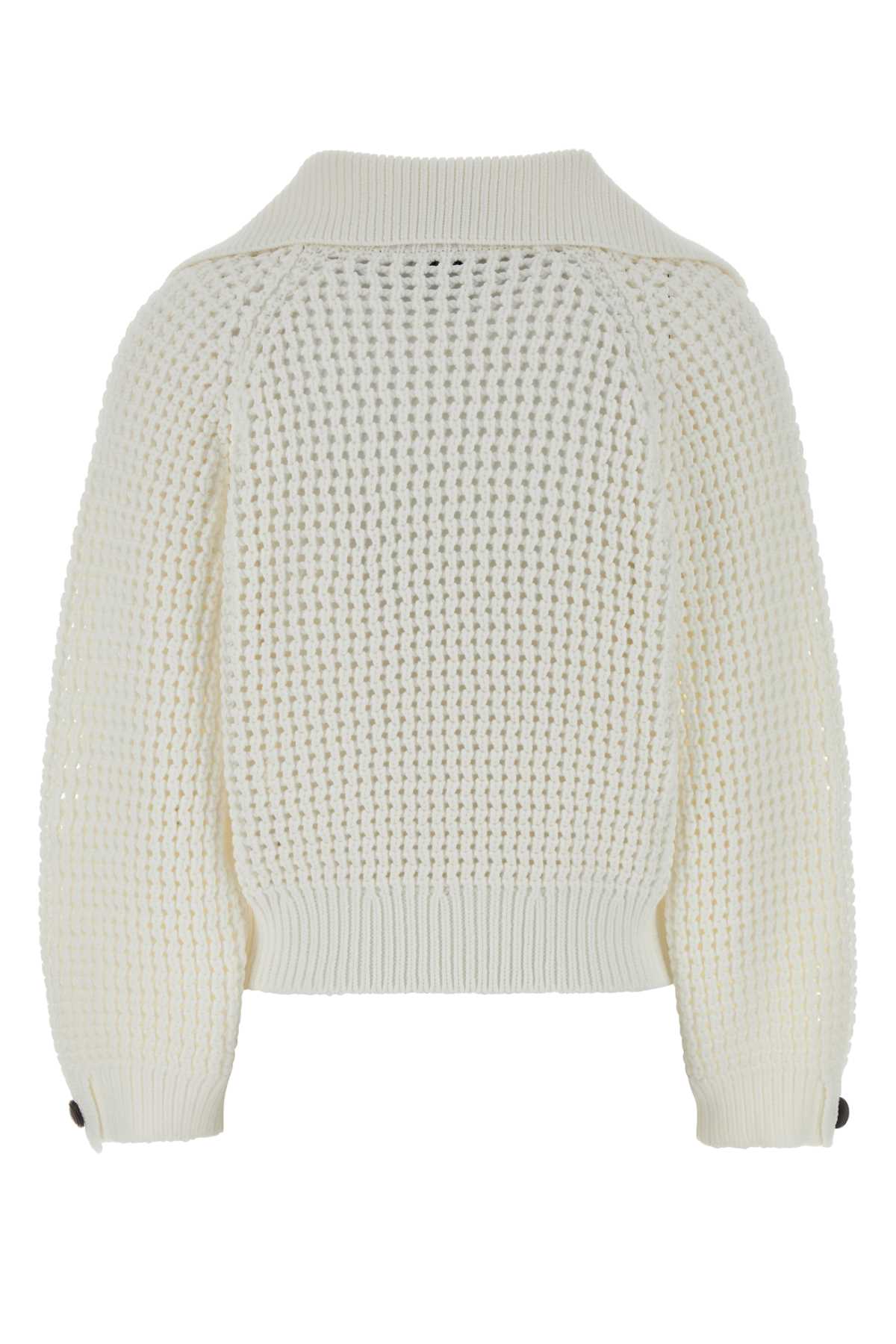 Brunello Cucinelli Women White Cotton Blend Sweater BRUNELLO CUCINELLI