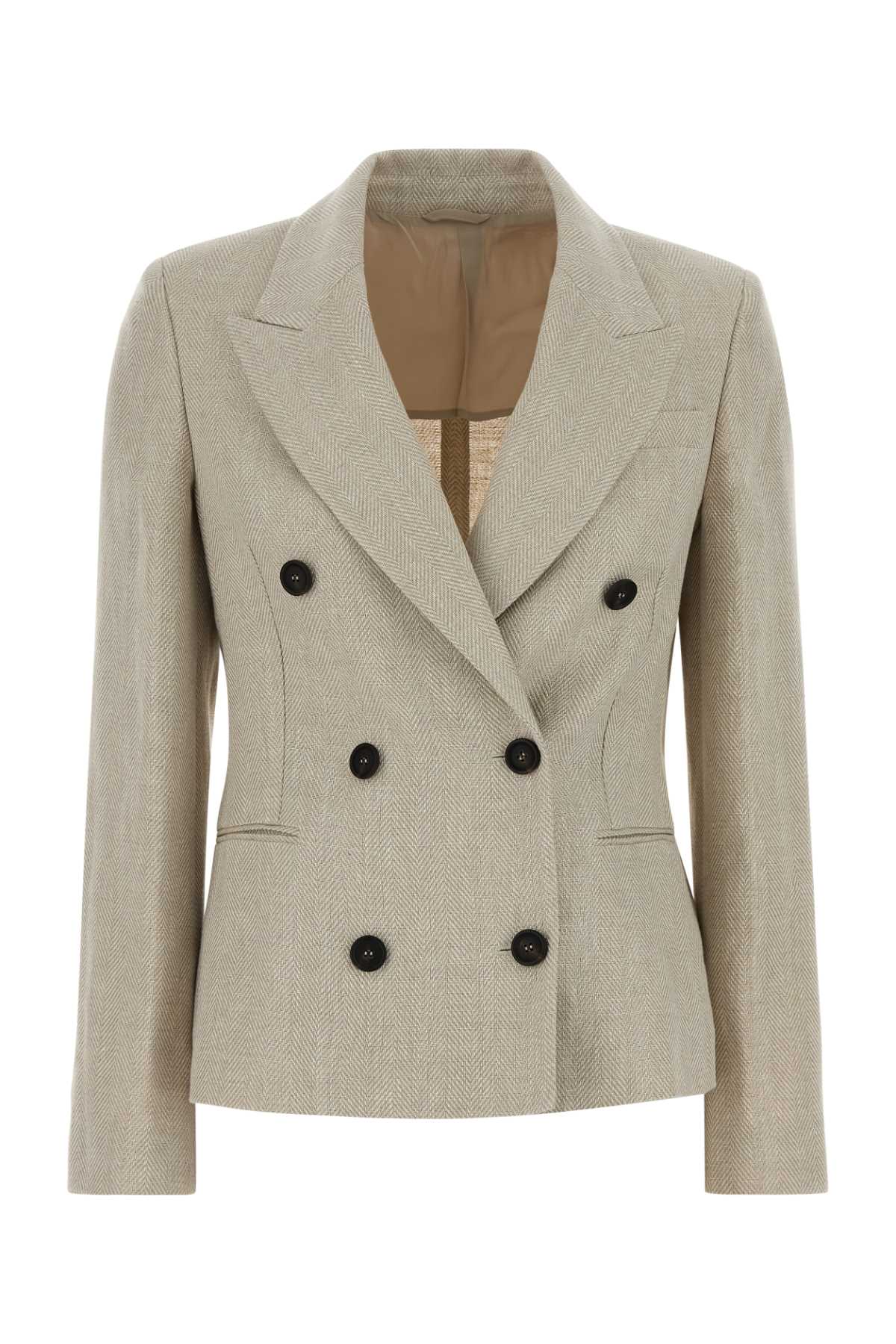 Brunello Cucinelli Women Melange Sand Linen Blend Blazer BRUNELLO CUCINELLI