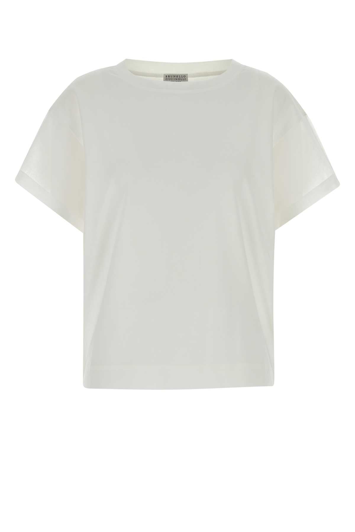 Brunello Cucinelli Women White Cotton T-Shirt BRUNELLO CUCINELLI