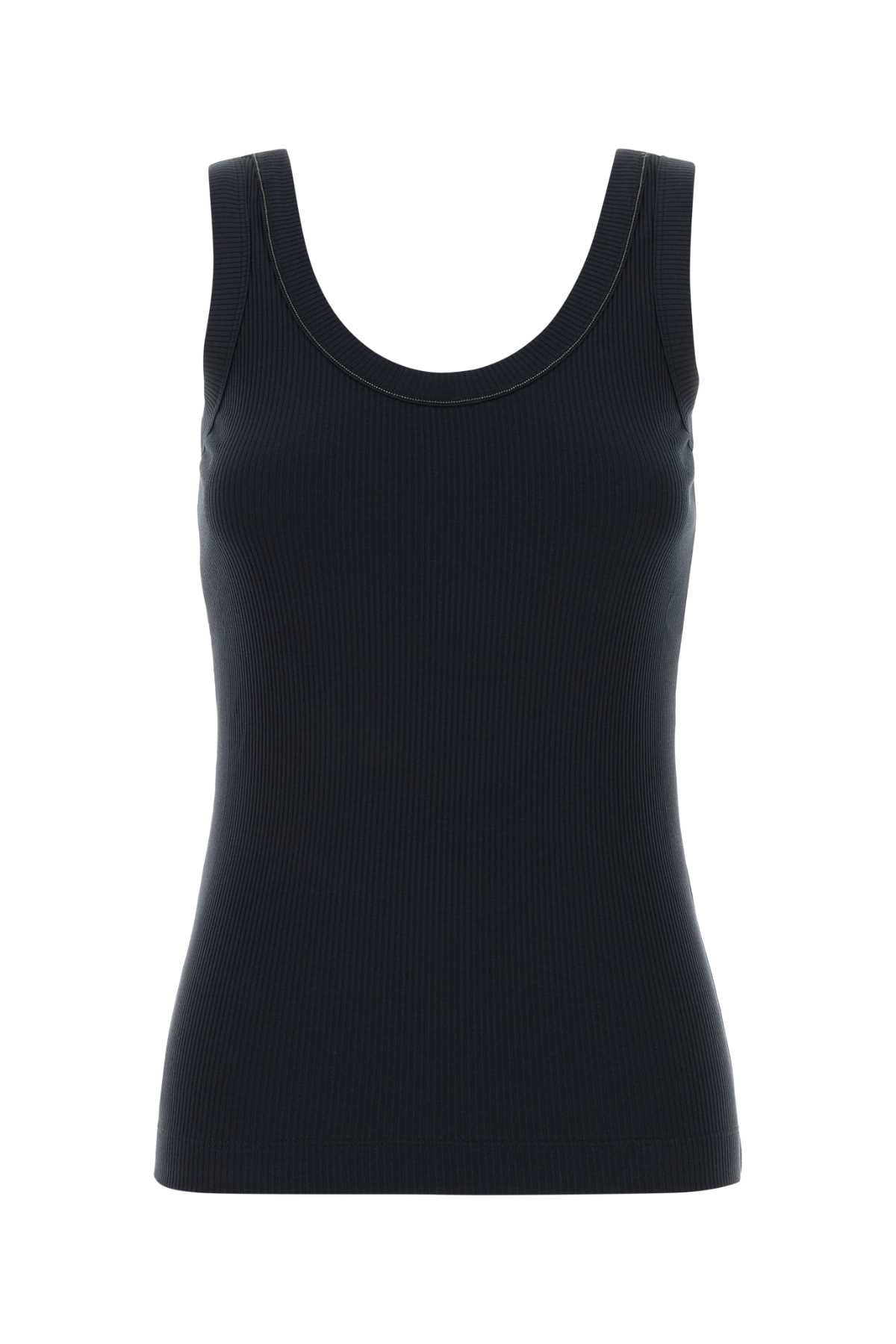 Brunello Cucinelli Women Dark Blue Stretch Cotton Tank Top BRUNELLO CUCINELLI