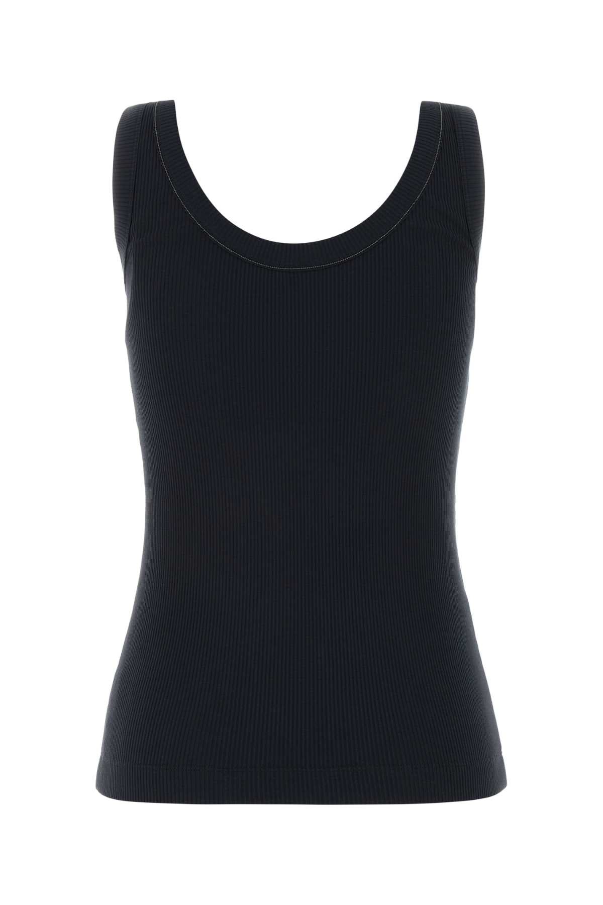 Brunello Cucinelli Women Dark Blue Stretch Cotton Tank Top BRUNELLO CUCINELLI