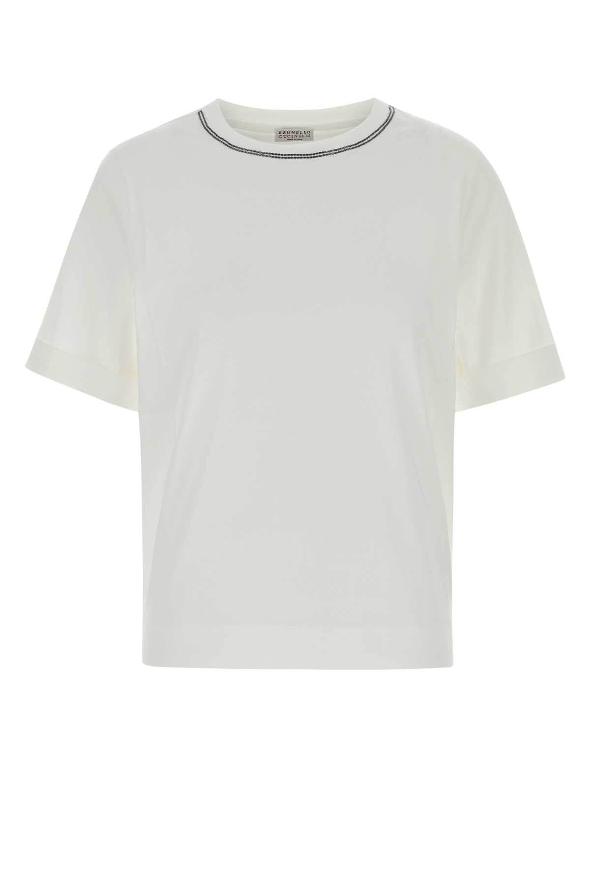 Brunello Cucinelli Women White Cotton T-Shirt BRUNELLO CUCINELLI