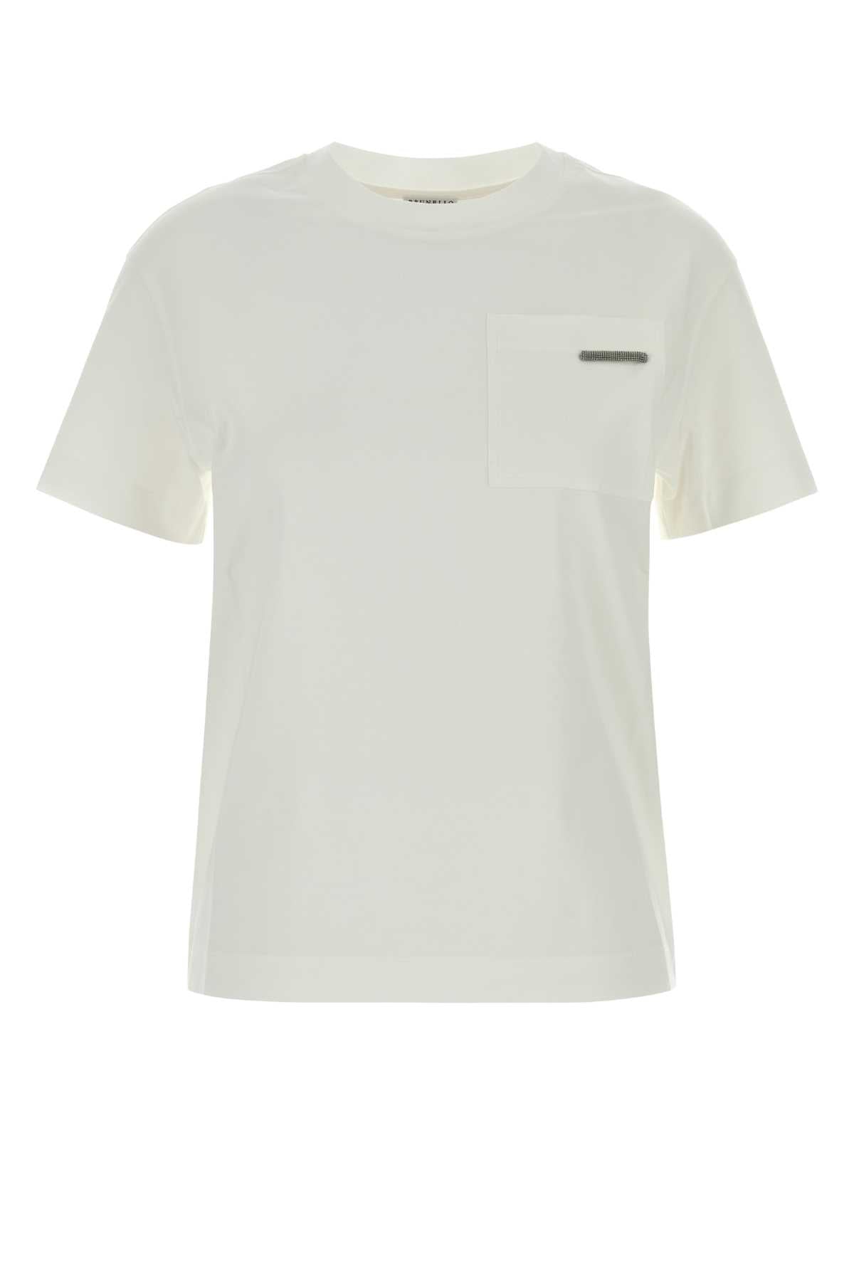 Brunello Cucinelli Women White Cotton T-Shirt BRUNELLO CUCINELLI
