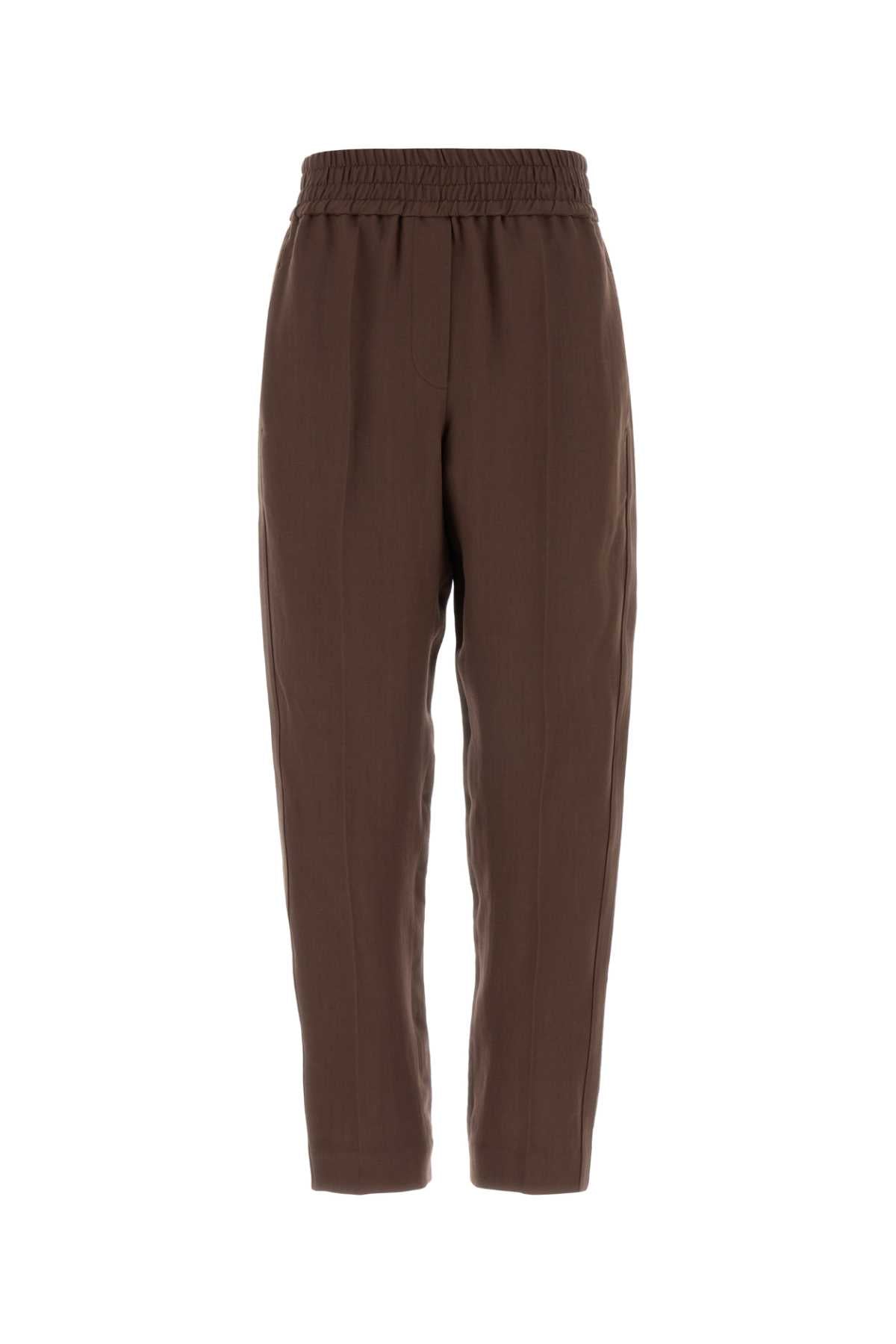 Brunello Cucinelli Women Chocolate Viscose Blend Pant BRUNELLO CUCINELLI